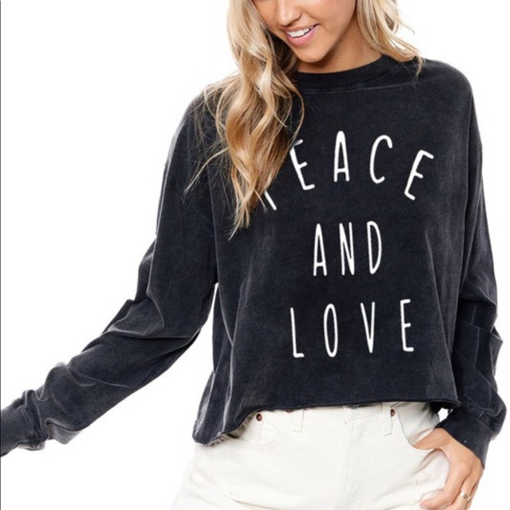 NEW Peace and Love Graphic Oversized Shirt crop